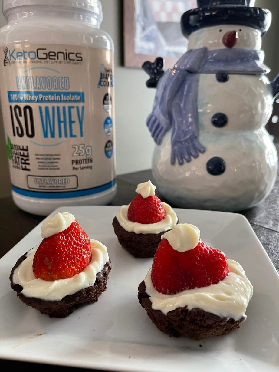 Keto Friendly Santa Hat Cheesecake Bites