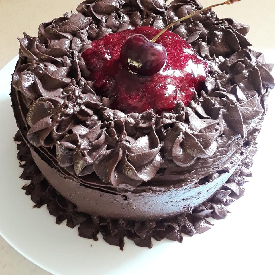 Low Carb Dark Chocolate Black Cherry Torte - Protein Cake