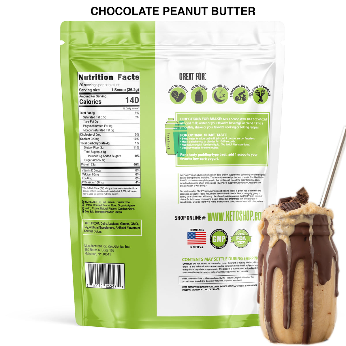 Chocolate Peanut Butter Vegan Protein Powder