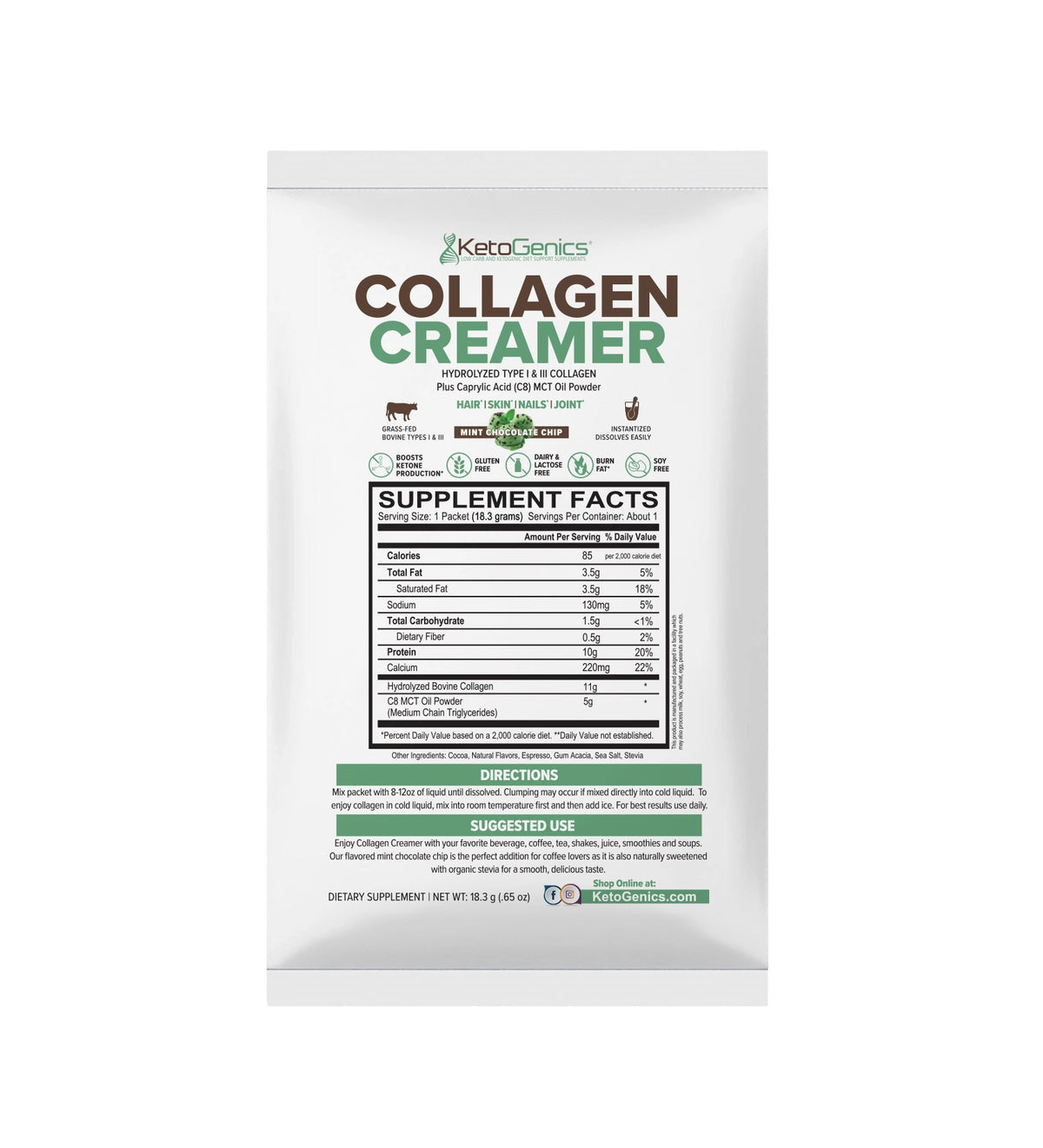 Sample Size Collagen Creamer in Mint Chocolate Chip Flavor