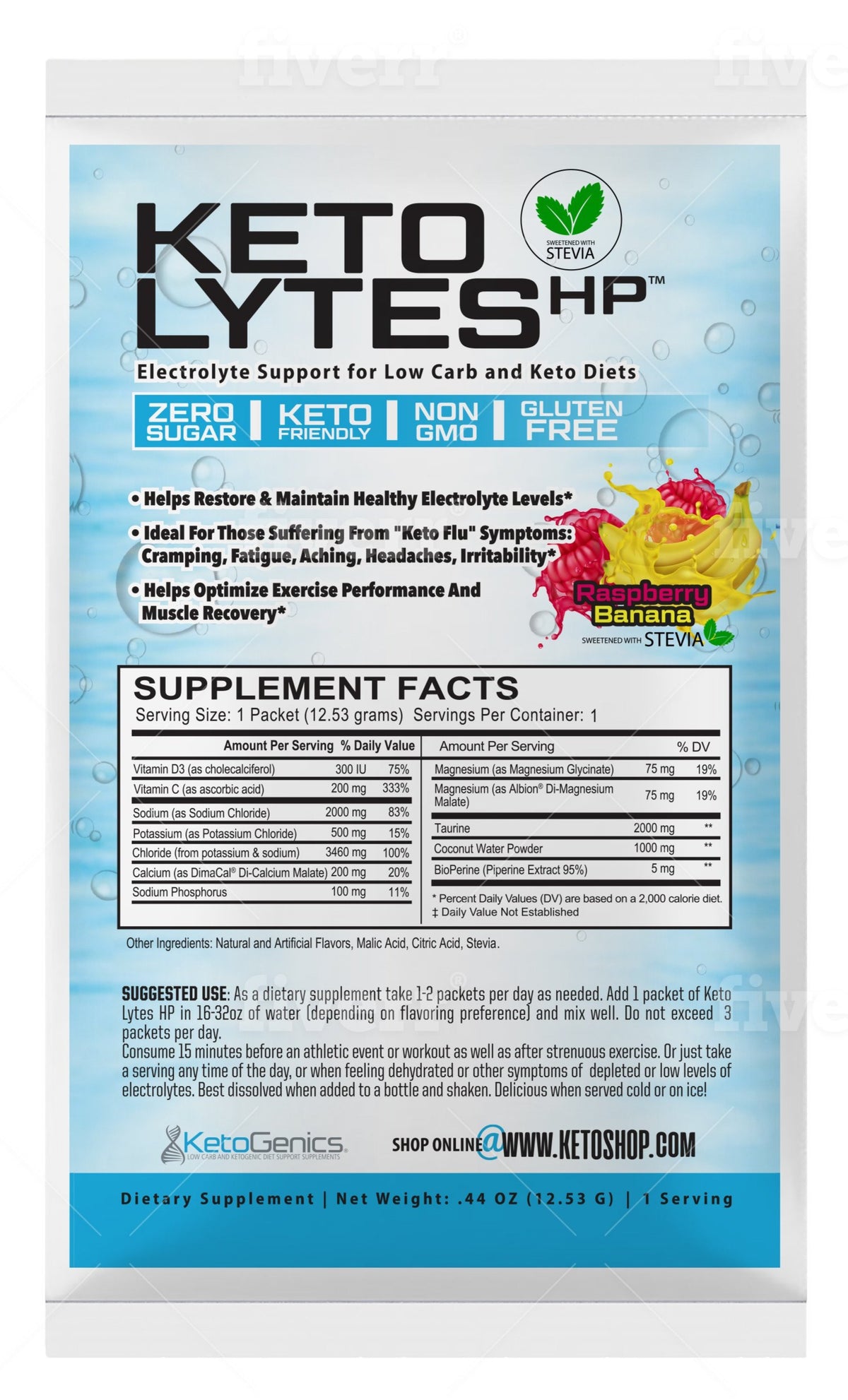 Stevia Raspberry Banana Keto Lytes HP